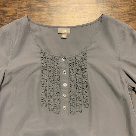 J. Jill Button Ruffle Front Shirt Dress - Picture 3 of 5